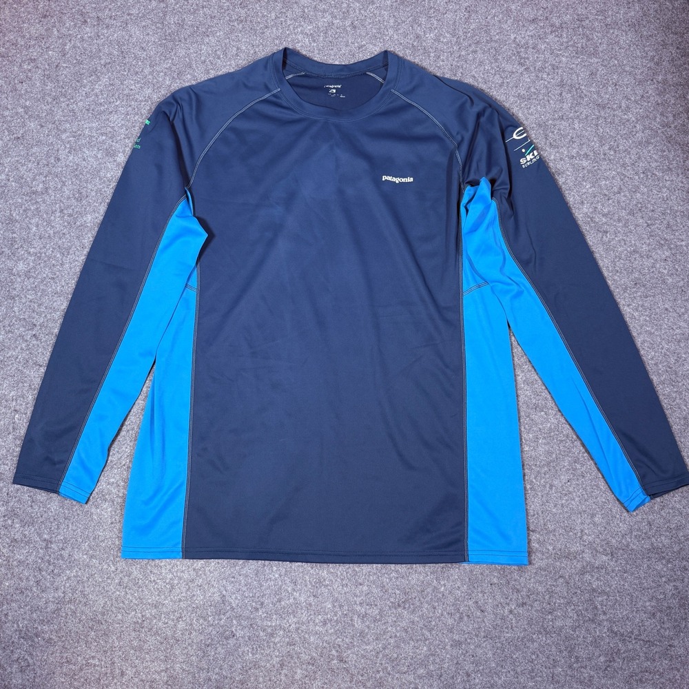 Patagonia Capilene Men XL Blue Colorblock Long Sleeve Performance Shirt 23665